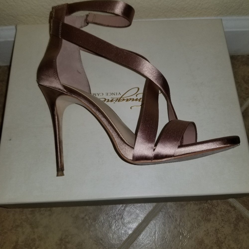 Satin bridal heels color: Warm Taupe